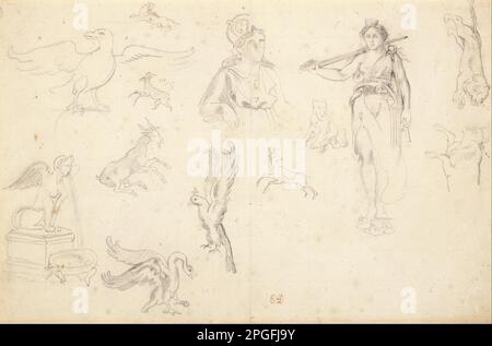 Études animales et de la figure 1798/1863 par Eugene Delacroix Banque D'Images