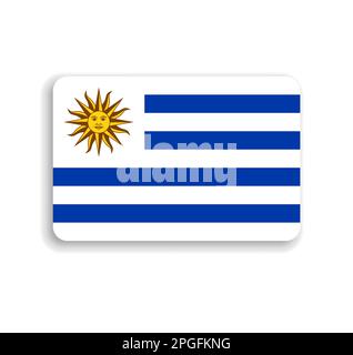 Drapeau uruguayen - rectangle vectoriel plat avec coins arrondis et ombre portée. Illustration de Vecteur