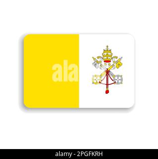 Drapeau de la Cité du Vatican - rectangle vectoriel plat avec coins arrondis et ombre portée. Illustration de Vecteur