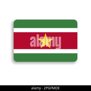 Drapeau Surinam - rectangle vectoriel plat avec coins arrondis et ombre portée. Illustration de Vecteur
