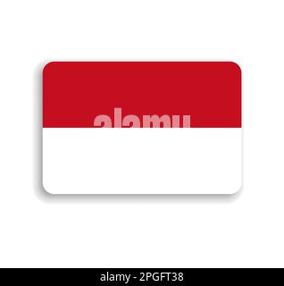 Drapeau Monaco - rectangle vectoriel plat avec coins arrondis et ombre portée. Illustration de Vecteur