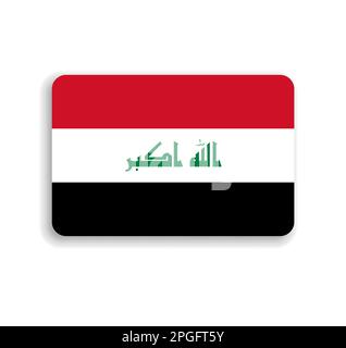 Drapeau d'Irak - rectangle vectoriel plat avec coins arrondis et ombre portée. Illustration de Vecteur