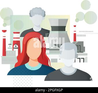 Pollution industrielle et impact sur la santé des personnes - Illustration du fichier EPS 10 Illustration de Vecteur