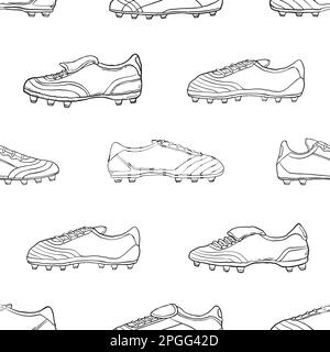 Les chaussures de football rétro sont sans coutures. Arrière-plan de l'illustration vectorielle de la bande dessinée. Pour l'impression, le textile, le Web, la décoration, la mode, surfa Illustration de Vecteur