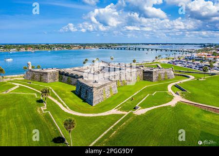 Une vue aérienne de Castillo de San Marcos lors d'une journée ensoleillée, la Floride Banque D'Images