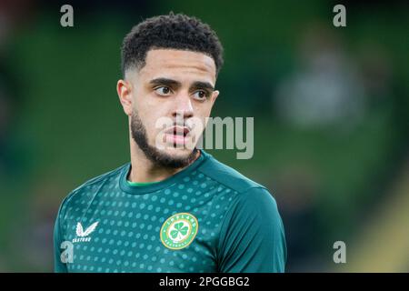 Dublin, Irlande. 22nd mars 2023. Andrew Omobamidele d'Irlande lors du match international amical entre la République d'Irlande et la Lettonie au stade Aviva à Dublin, Irlande sur 22 mars 2023 (photo par Andrew SURMA/ Credit: SIPA USA/Alay Live News Banque D'Images