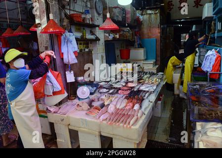 Des marchés dynamiques à Hong Kong. Banque D'Images