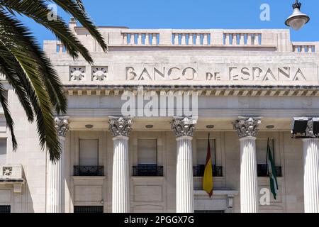 Vue de l'extérieur du bâtiment en banco Espana Malaga Banque D'Images