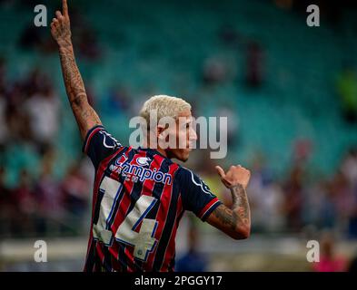 Salvador, Brésil. 23rd mars 2023. BA - Salvador - 03/22/2023 - COPA DO NORDESTE 2023, BAHIA X CRB - Arthur salles, un joueur de Bahia, célèbre son but avec des joueurs de son équipe lors d'un match contre CRB au stade Arena fonte Nova pour le championnat Copa do Nordeste 2023. Photo : Jhony Pinho/AGIF/Sipa USA crédit: SIPA USA/Alay Live News Banque D'Images