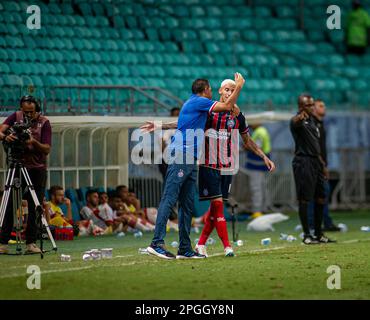 Salvador, Brésil. 23rd mars 2023. BA - Salvador - 03/22/2023 - COPA DO NORDESTE 2023, BAHIA X CRB - Arthur salles, un joueur de Bahia, célèbre son but avec des joueurs de son équipe lors d'un match contre CRB au stade Arena fonte Nova pour le championnat Copa do Nordeste 2023. Photo : Jhony Pinho/AGIF/Sipa USA crédit: SIPA USA/Alay Live News Banque D'Images