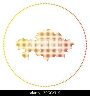 Badge numérique Kazakhstan. Carte de style pointillé du Kazakhstan dans un cercle. Icône Tech du pays avec des points de dégradé. Illustration vectorielle étonnante. Illustration de Vecteur