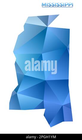 Carte polygonale vectorielle du Mississippi. États américains géométriques éclatants dans un style poly bas. Illustration attrayante pour vos infographies. Illustration de Vecteur