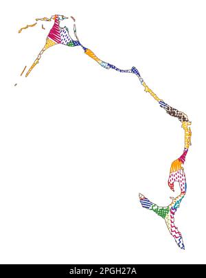 Carte de style enfant d'Eleuthera. Polygones dessinés à la main en forme d'Eleuthera. Illustration vectorielle. Illustration de Vecteur