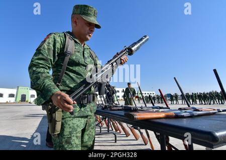 Non exclusif : 22 mars 2023, Rayón , Mexique : l'armée mexicaine de la zone militaire 22nd a détruit 288 armes légères, 93 armes longues, 3472 munitions et Banque D'Images