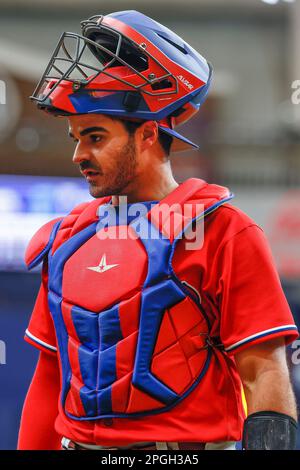 22 mars 2023, St. Petersburg, FL USA; Philadelphia Phillies Catcher Aramis Garcia (41) se dirige vers le dugout lors d'un match d'entraînement de printemps MLB contre Banque D'Images