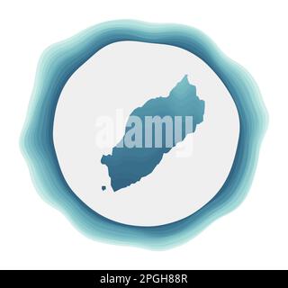Logo Itsukushima. Badge de l'île. Panneau circulaire en couches autour de la forme de la frontière Itsukushima. Illustration vectorielle à la mode. Illustration de Vecteur