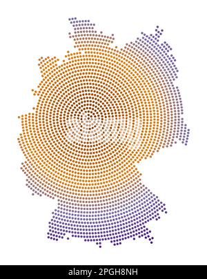 Carte en pointillés de l'Allemagne. Forme de style numérique de l'Allemagne. Icône Tech du pays avec des points gradués. Illustration vectorielle artistique. Illustration de Vecteur