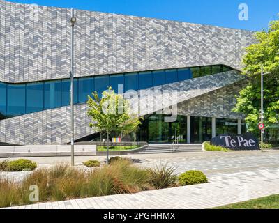 29 décembre 2022 : Christchurch, Canterbury, Nouvelle-Zélande - l'entrée de la rue Armagh au Centre de congrès te PAE, une partie centrale du REC de Christchurch Banque D'Images