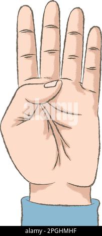 Illustration de couleur rétro avec une texture rugueuse d'une main comptant sur les doigts. Illustration de Vecteur