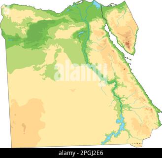 Carte physique très détaillée de l'Égypte. Illustration de Vecteur