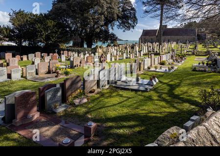 Cimetière de l'église St Brelade sur l'île de Jersey Banque D'Images