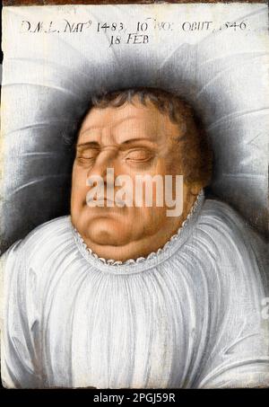 Martin Luther sur son lit de mort, portrait peint par un étudiant de Lucas Cranach, vers 1600 Banque D'Images