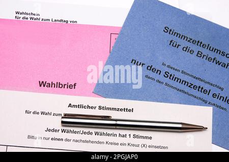 Documents pour le vote des absents pour les élections législatives de l'État en Allemagne, Allemagne Banque D'Images