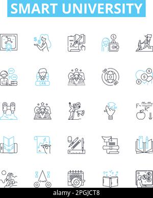 Jeu d'icônes de lignes vectorielles SMART University. Intelligent, Université, éducation, apprentissage, intelligent, Concept novateur et expert de l'illustration Illustration de Vecteur
