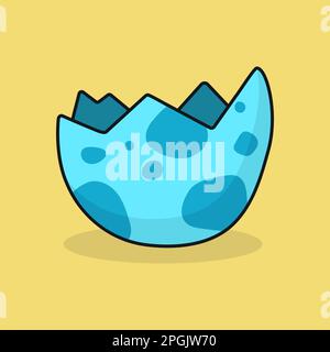 Œuf de dinosaure. Coquille cassée. Illustration vectorielle de dessin animé. Illustration de Vecteur