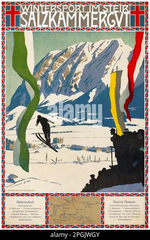 Wintersport im Steir. Salzkammergut par Otto Barth (1876-1916). Affiche publiée en 1915 en Autriche. Banque D'Images