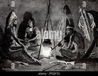 Je vous suivrai, mon mari ! Tiré du livre « la chanson de Hiawatha » de Henry Wadsworth Longfellow, 1807-1882 AVEC DES ILLUSTRATIONS DE DESSINS DE FRÉDÉRIC REMIGTONN. Frederic Sackrider Remington (4 octobre 1861 – 26 décembre 1909) était un peintre, illustrateur, sculpteur et écrivain américain spécialisé dans le genre d'art de l'Amérique de l'Ouest Ses œuvres sont connues pour représenter les États-Unis de l'Ouest au cours du dernier quart du siècle 19th et avec des images telles que les cow-boys, les Indiens américains, et la cavalerie américaine Banque D'Images