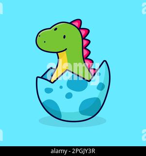 Nouveau-né personnage de dinosaure coloré. Joli reptiles drôles dans un œuf. Illustration vectorielle de dessin animé. Illustration de Vecteur
