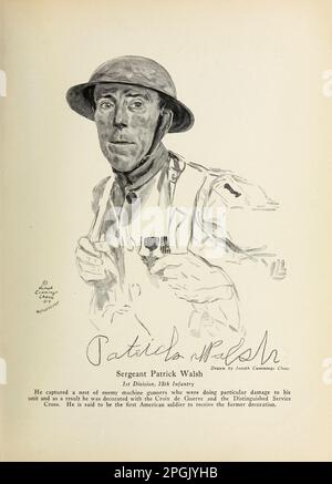 Sergent Patrick Walsh 1st Division, 18th infanterie il a capturé un nid de mitrailleurs ennemis qui ont causé des dommages particuliers à son unité et, par conséquent, il a été décoré avec la Croix de guerre et la Croix du service distingué. Il est dit être le premier soldat américain à recevoir l'ancienne décoration du livre ' actes d'héroïsme et de bravoure : le livre des héros et de l'audace personnelle ' par Elwyn Alfred Barron et Rupert Hughes, Date de publication 1920 Éditeur New York : Harper & Brothers Publishers Banque D'Images