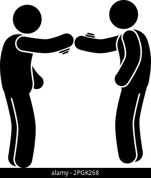 silhouette de personnes qui se secouent les mains et qui s'embrasent, amitié Illustration de Vecteur