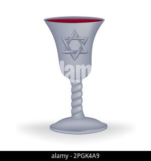 Tasse à vin d'argent, connue sous le nom de coupe Kiddush, qui est utilisée pendant la Pâque Seder. La coupe Kiddush est utilisée pour la bénédiction du vin, un des m Illustration de Vecteur