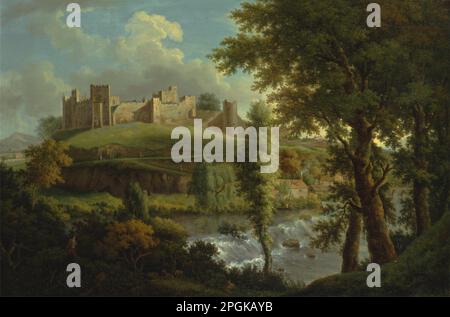 Château de Ludlow avec Dinham Weir, du Sud-Ouest entre 1765 et 1769 par Samuel Scott Banque D'Images