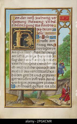 Frontière avec Shimei lancer des pierres à David vers 1525 - 1530 par Simon Bening Banque D'Images