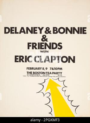 Delaney & Bonnie & Friends with Eric Clapton - 1970 Boston Tea Party concert Poster. Banque D'Images