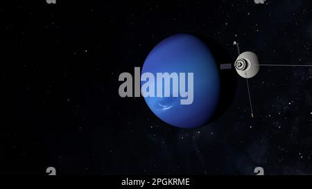 Sonde spatiale volant à Neptune. Exploration spatiale. Banque D'Images