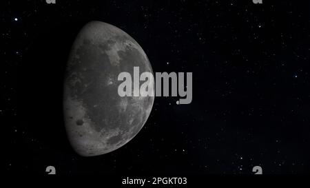 Sonde spatiale volante près de la lune. 3D rendu. Banque D'Images