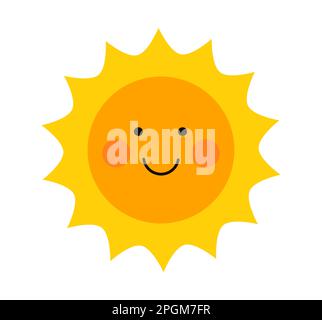 Icône du soleil souriant. Élément solaire de conception plate.Illustration vectorielle. Illustration de Vecteur