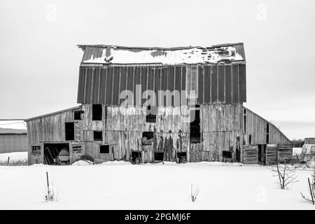 Ancienne grange classique près de Rudyard, Upper Peninsula, Michigan, États-Unis [aucune autorisation de propriété ; licence éditoriale uniquement] Banque D'Images