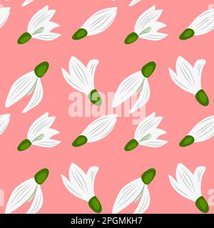 Motif vectoriel sans couture avec fleurs en forme de goutte d'eau sur fond rose. Illustration vectorielle Illustration de Vecteur