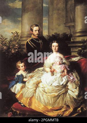 Winterhalter Franz Xavier - la famille du prince héritier prussien - Ecole allemande - 19th siècle - Winterhalter Franz Xavier - Die Familie des PreuÃŸischen Kronprinzen - Ecole allemande - 19th siècle Banque D'Images