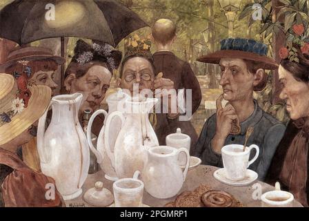 Baluschek Hans - les familles peuvent y faire du café - Ecole allemande - 19th et début du 20th siècle - Baluschek Hans - Hier Können Familien Kaffee Kochen - Ecole allemande - 19th et début du 20th siècle Banque D'Images