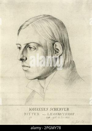 Schnorr Von Carolsfeld Julius - Portrait de l'évangéliste Johann Scheffer Von Leonhardshoff - Ecole allemande - 19th siècle - Schnorr Von Carolsfeld Julius - Bildnis des Johann Evangelist Scheffer Von Leonhardshoff - Ecole allemande - 19th siècle Banque D'Images