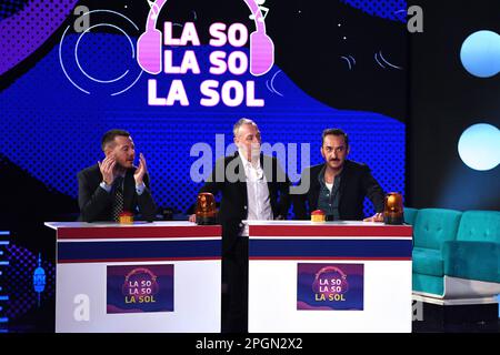 Milan, Italie. 23rd mars 2023. Milan - TV show 'ce soir est Cattelan' - Linus, Nicola Savino, Alessandro Cattelan crédit: Agence de photo indépendante/Alamy Live News Banque D'Images