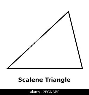 Graphique vectoriel monochrome simple d'un triangle scalène. Il s'agit d'une forme avec trois côtés, tous de longueur différente et les trois angles différents Illustration de Vecteur