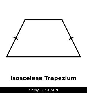 Graphique vectoriel monochrome simple d'un trapèze isoscelles. Il s'agit d'une forme à quatre côtés où deux côtés opposés sont parallèles l'un à l'autre et TH Illustration de Vecteur