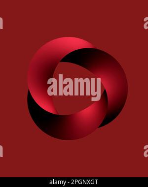 Forme abstraite 3D sur fond rouge Banque D'Images